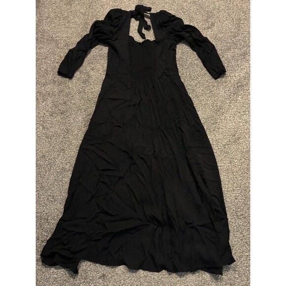 Reformation Ballari Off Shoulder Long Sleeve Dress Size 10 Black - Picture 8 of 9